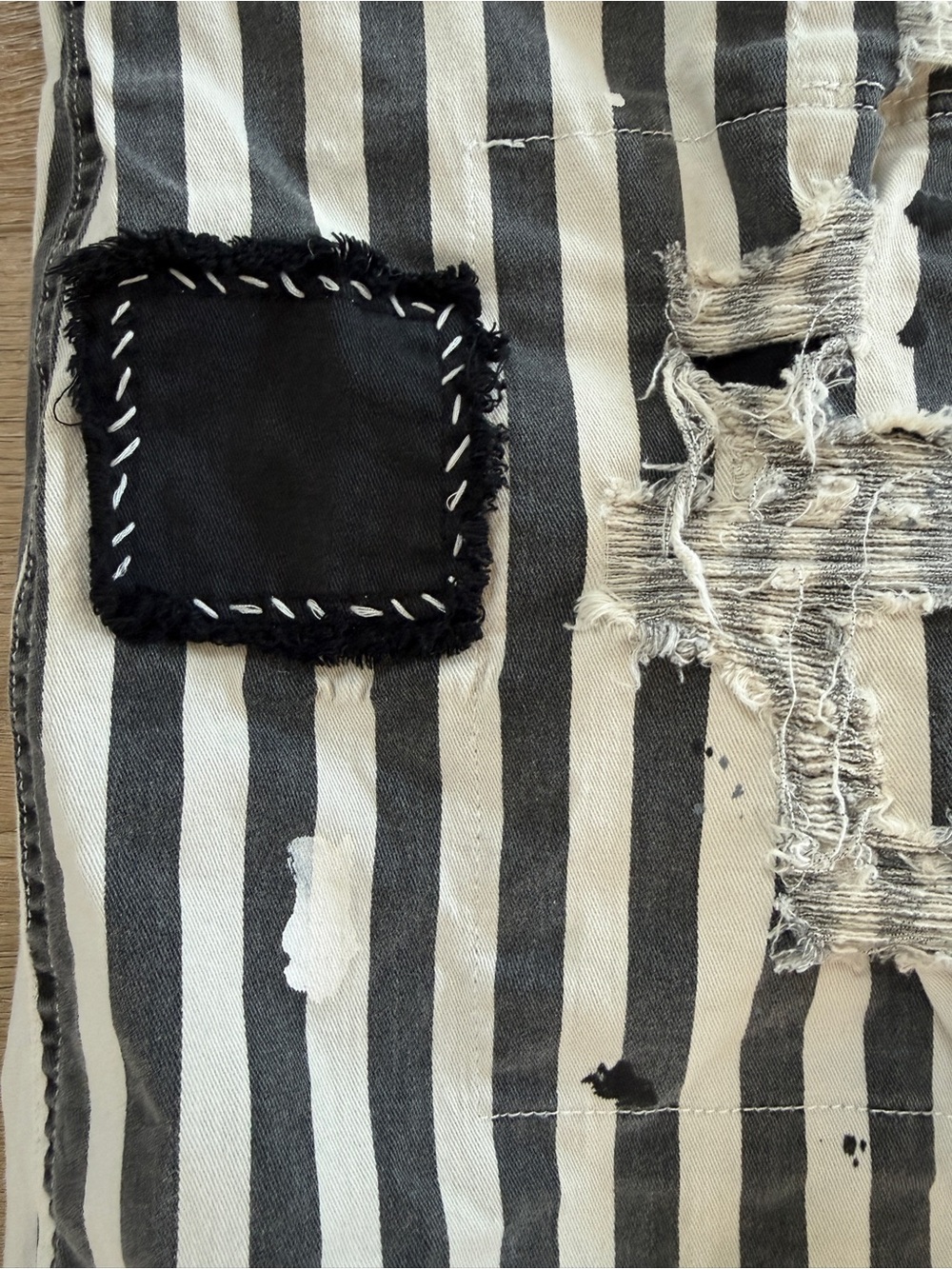 Jaded Gypsy Boho Distressed Patch Paint Splatter Overalls Adjustable Rare - Picture 14 of 16